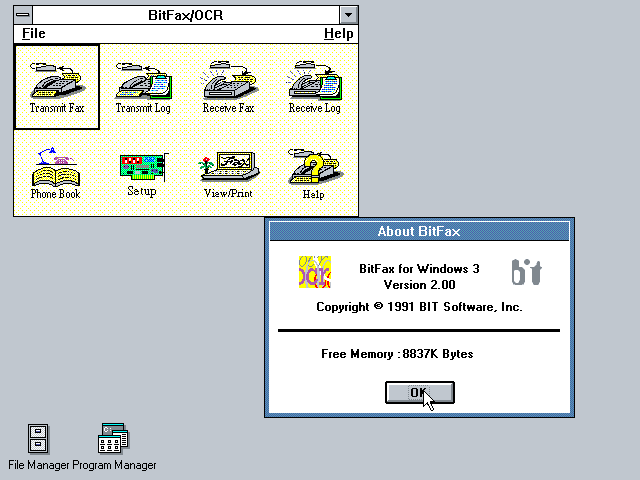 BitFax for Windows Version 2.00 - About